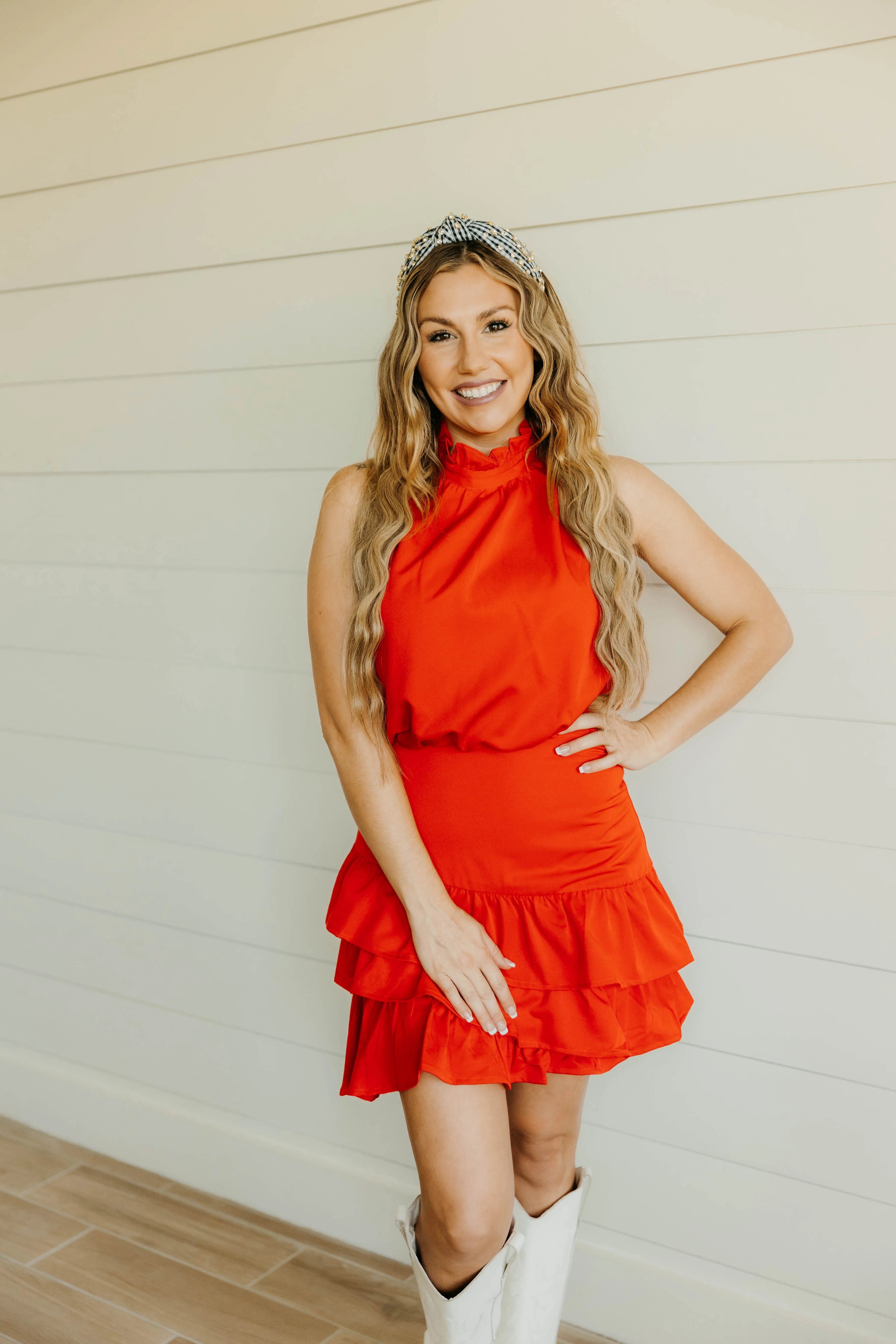 Amber Ruffle Mock Neck Dress - Final Sale 50% off