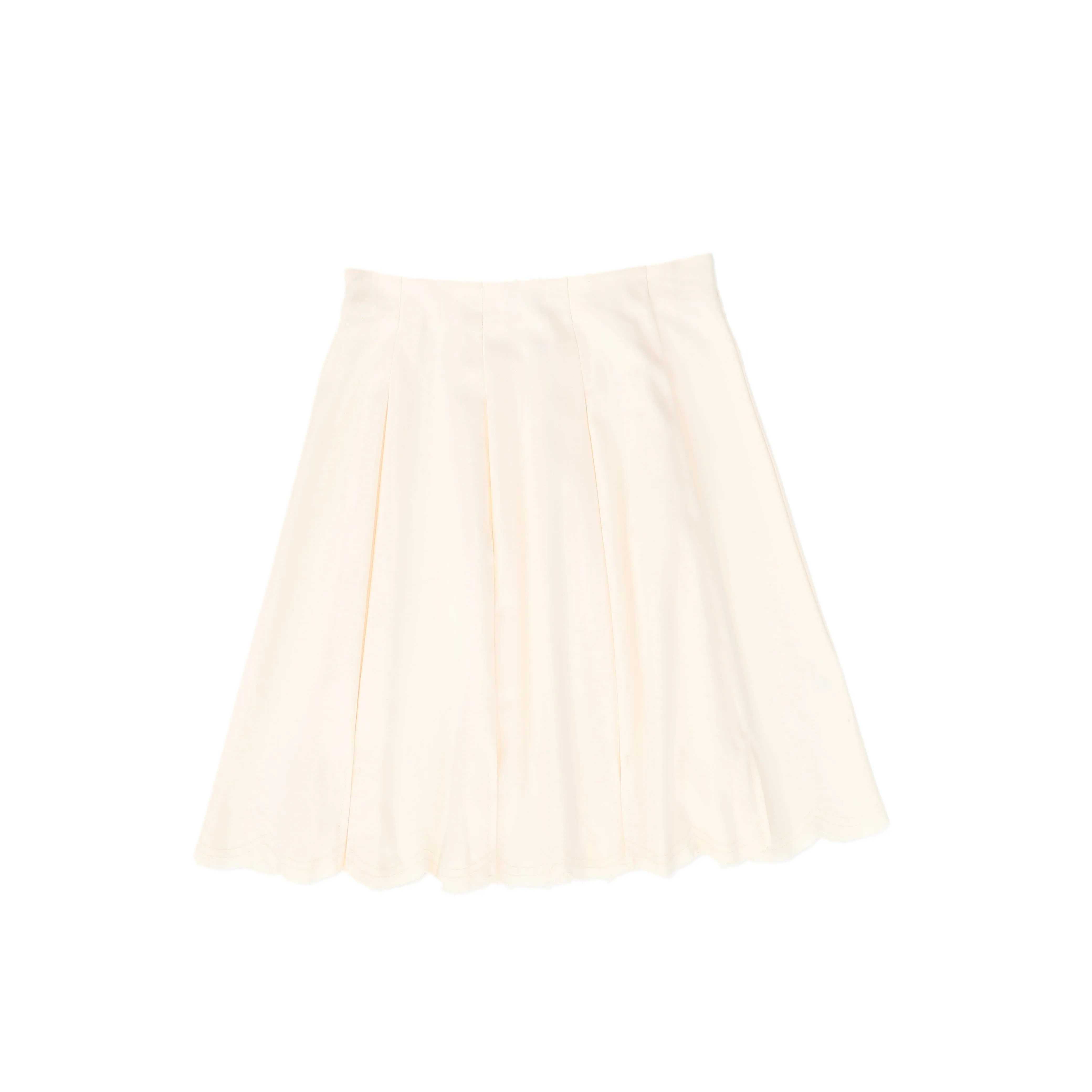 Bace Collection Cream Wool Scallop Pleated Skirt