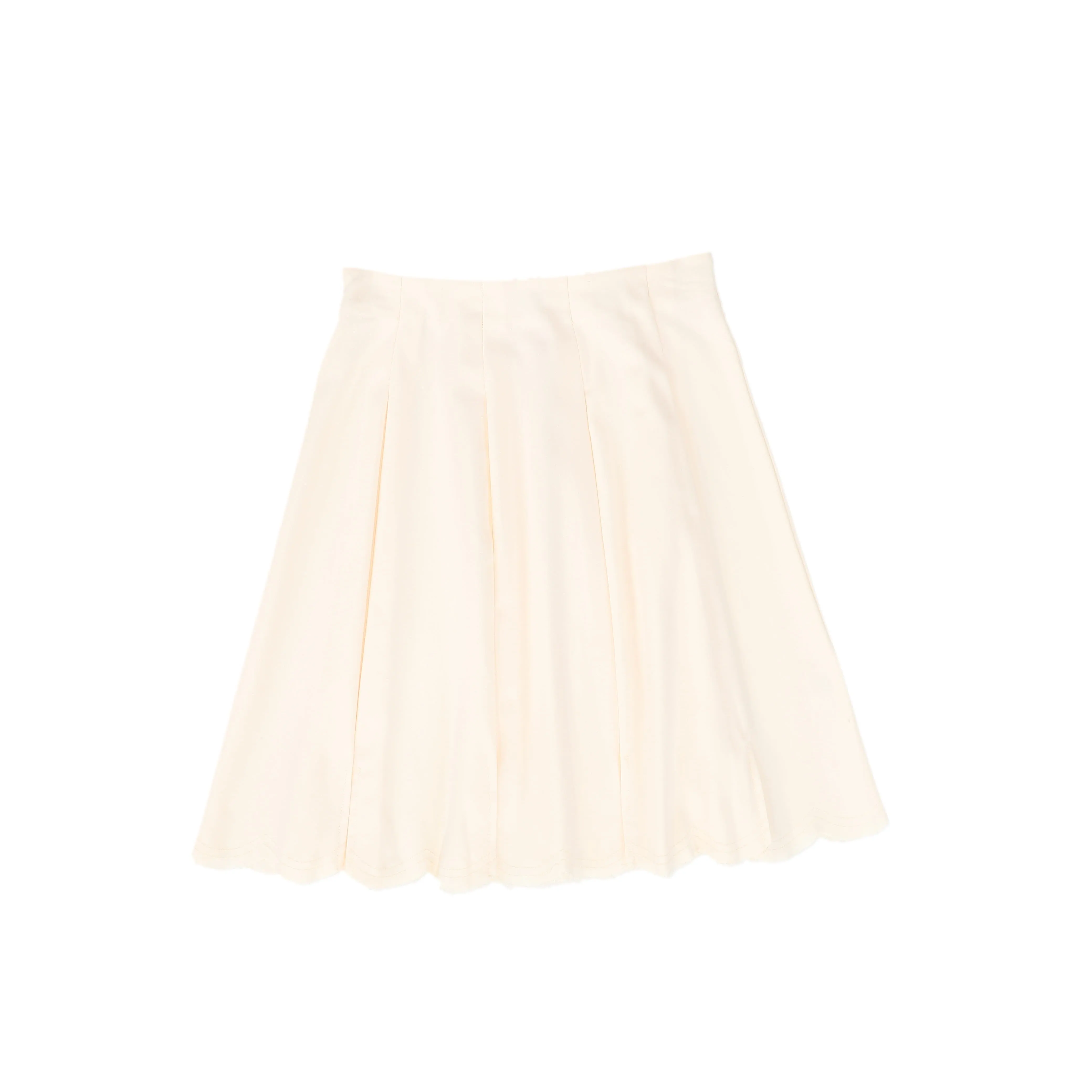 Bace Collection Cream Wool Scallop Pleated Skirt