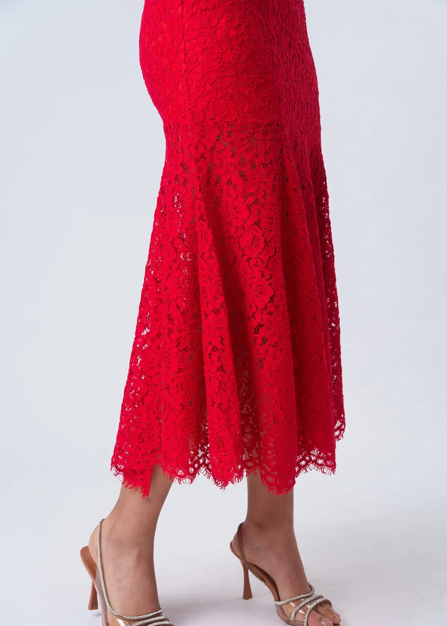 Cardinal Halter Mermaid Qipao (Red) - RTW