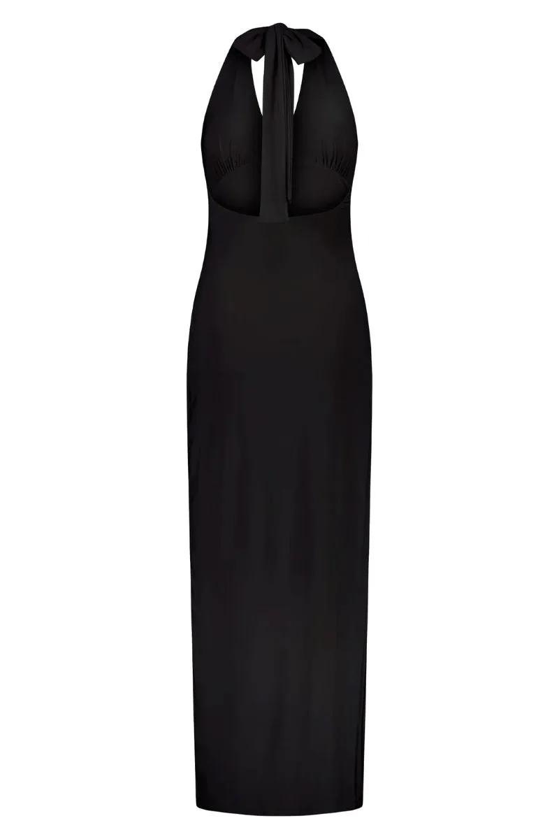 HALTER MAXI DRESS-BLACK