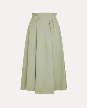 PEACHED ELASTICATED SKIRT / OLIVE