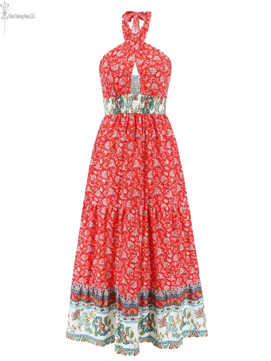 Printed Halter Midi Dress