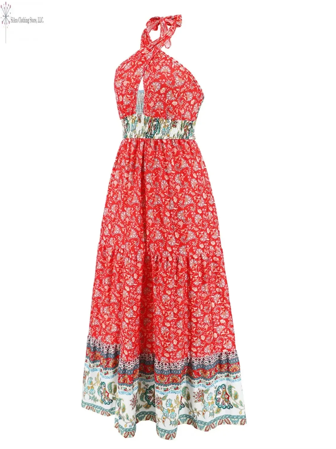 Printed Halter Midi Dress