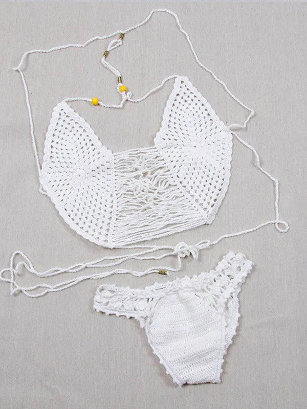 Sexy Knitting Crochet Hollow Front Circle Bikini Sets