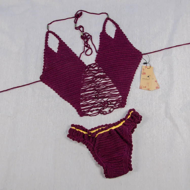 Sexy Knitting Crochet Hollow Front Circle Bikini Sets