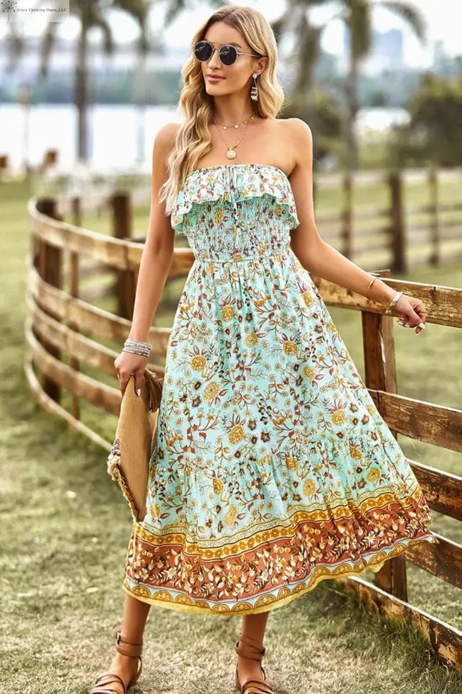 Strapless Boho Dress With Slit