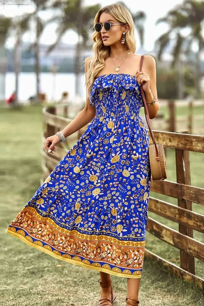 Strapless Boho Dress With Slit