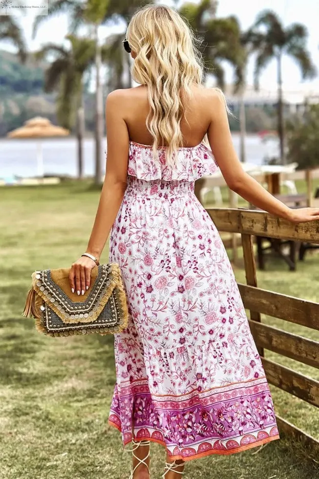 Strapless Boho Dress With Slit