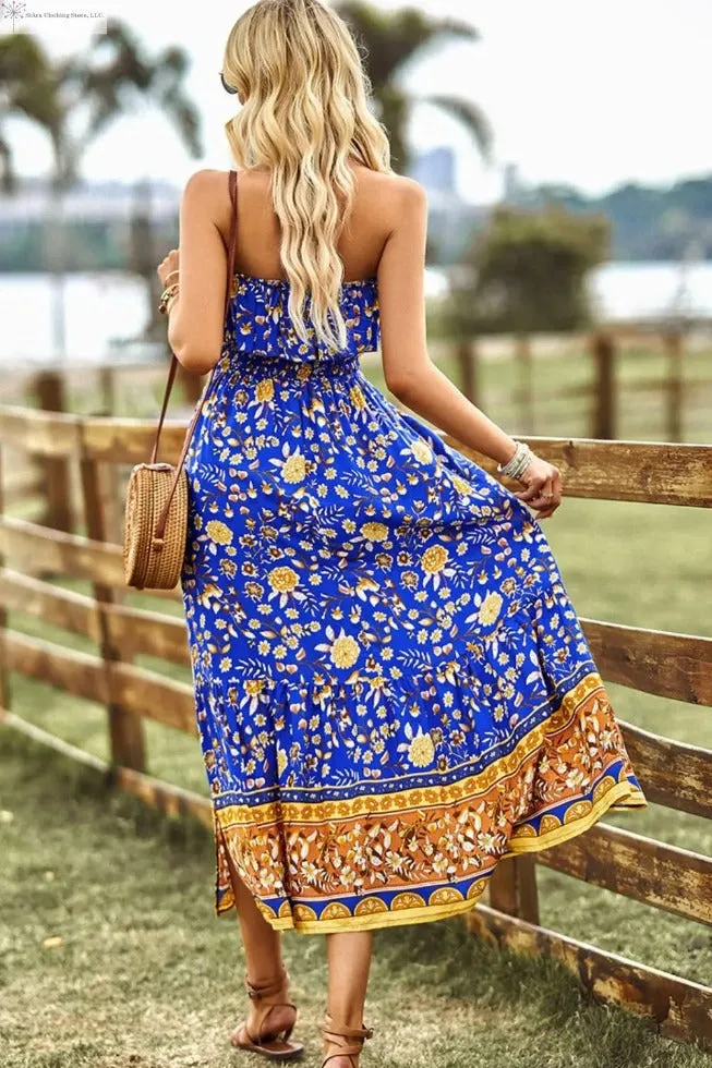 Strapless Boho Dress With Slit