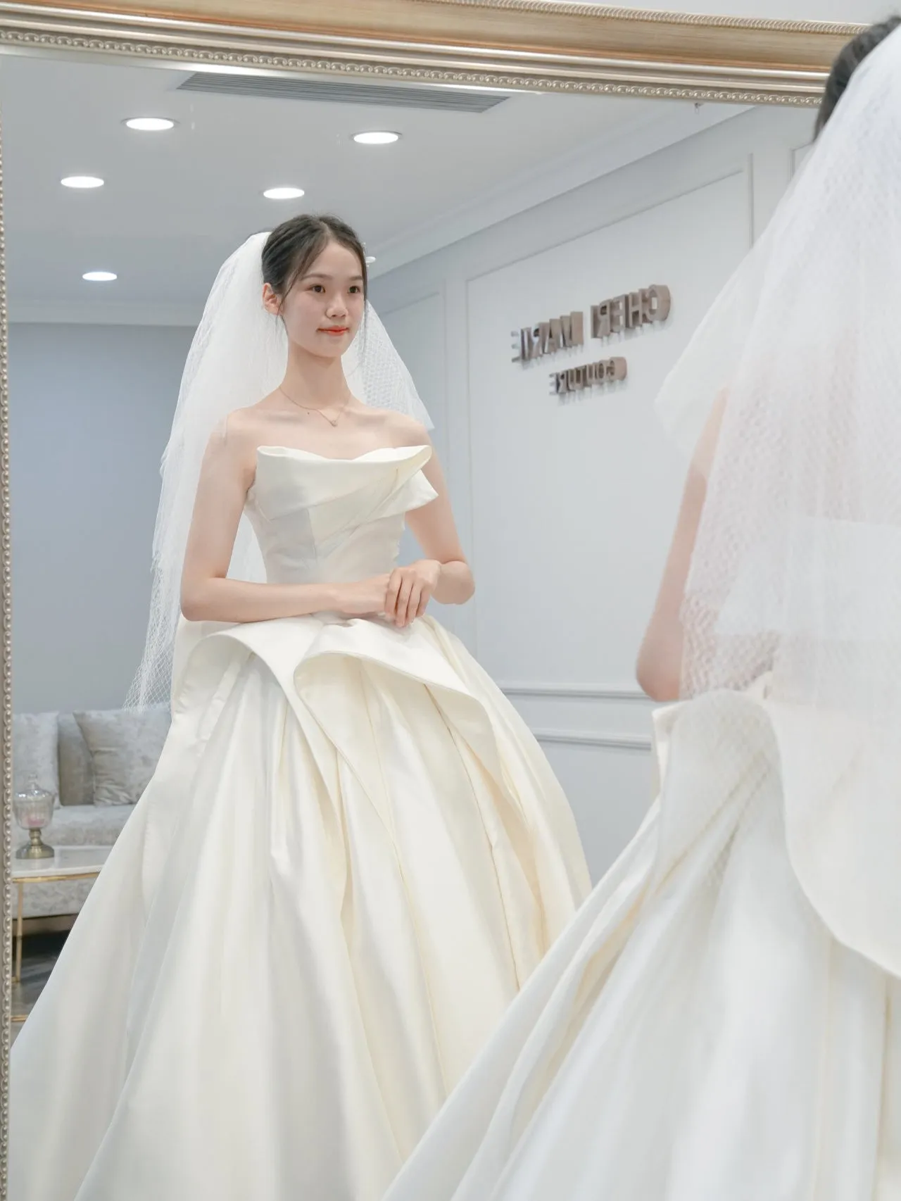Strapless Princess Silk Ball Gown Wedding Dress