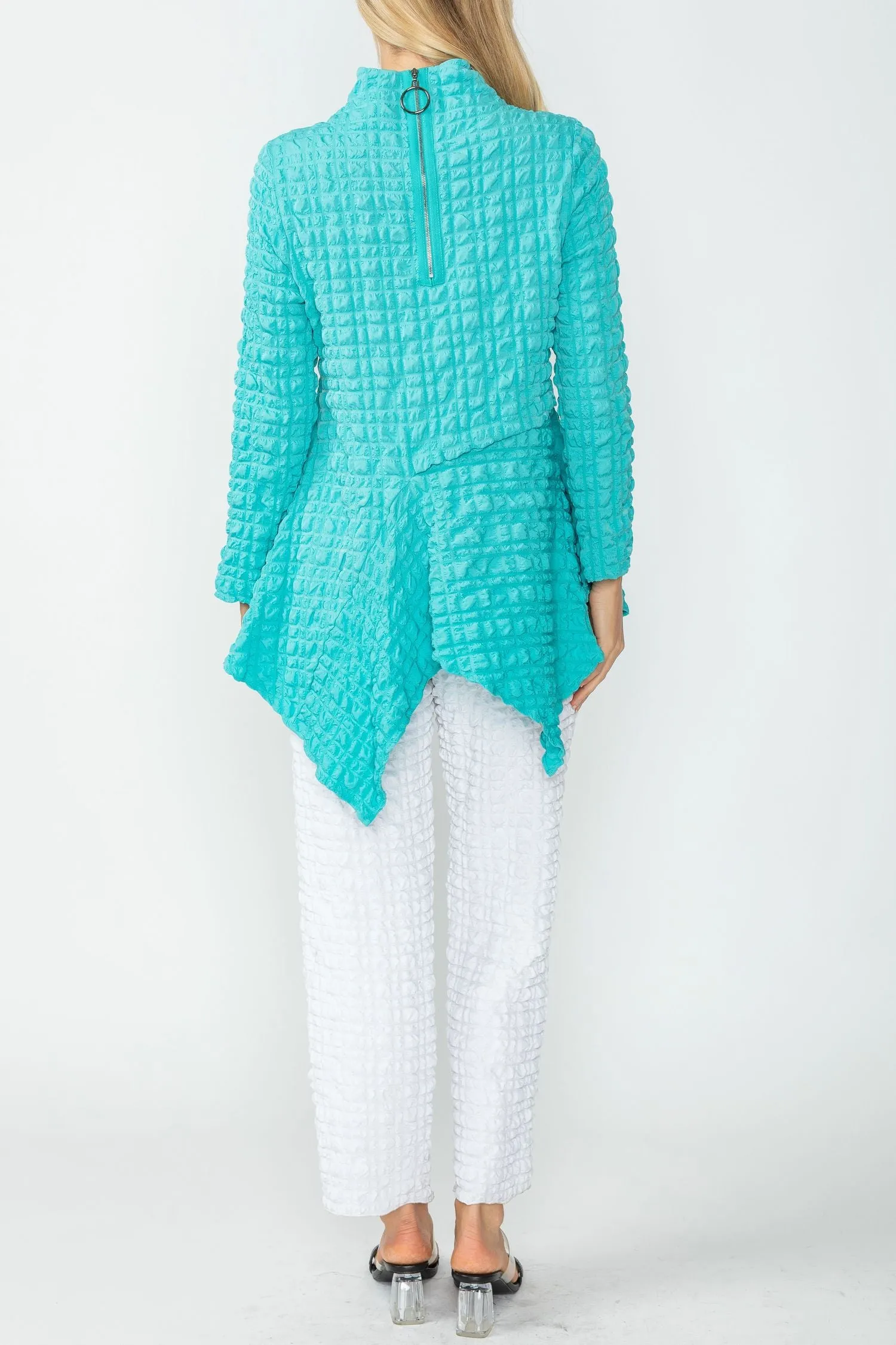 Turquoise Mock Neck Asymmetric Top