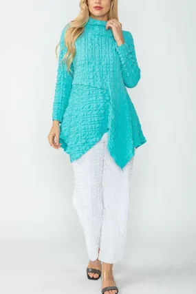 Turquoise Mock Neck Asymmetric Top