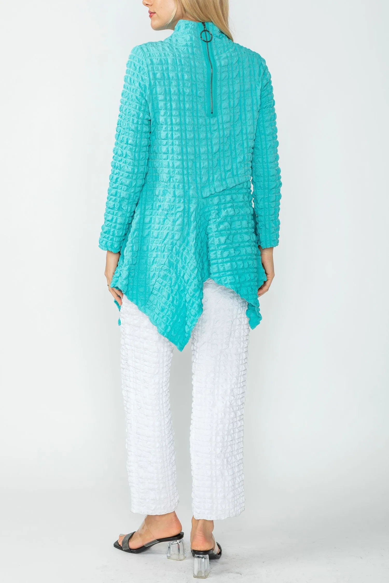 Turquoise Mock Neck Asymmetric Top